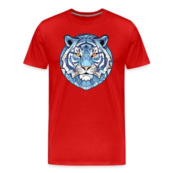 Blauer aquatischer Tiger Buntes Aquarell Tier Haustier - Männer Premium Bio T-Shirt - Rot - Vorne - Damien (186cm)