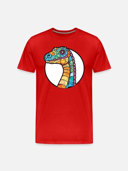 Dinosaurier Bunte Aquarell-Tierillustration - Männer Premium Bio T-Shirt - Rot
