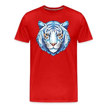 Blauer aquatischer Tiger Buntes Aquarell Tier Haustier - Männer Premium Bio T-Shirt - Rot - Vorne - Damien (186cm)