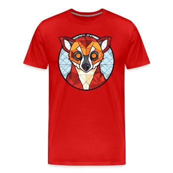 Red Vari Lemur Coloré Aquarelle Animal Cartoon - T-shirt bio Premium Homme - rouge - Devant - Damien (186cm)