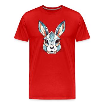Weißes Kaninchen Bunte Aquarell-Tierkarikatur - Männer Premium Bio T-Shirt - Rot - Vorne - Damien (186cm)