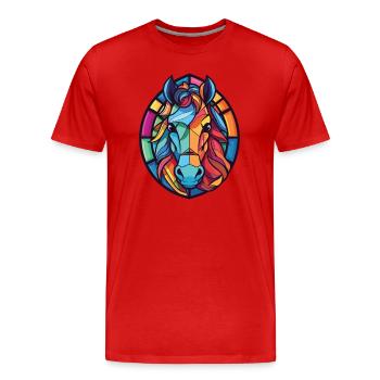 poney coloré aquarelle animal animal illustration - T-shirt bio Premium Homme - rouge - Devant - Damien (186cm)