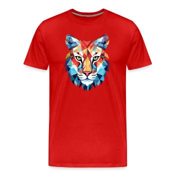 Luchs Bunte Aquarell-Tier-Haustier-Illustration - Männer Premium Bio T-Shirt - Rot - Vorne - Damien (186cm)