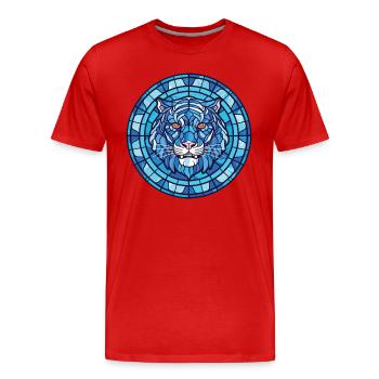 Blauer aquatischer Tiger Buntes Aquarell Tier Haustier - Männer Premium Bio T-Shirt - Rot - Vorne - Damien (186cm)