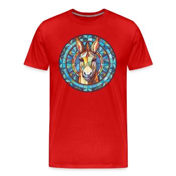 Donkey Colorful Watercolor Animal Pet Illustration - Men's Premium Organic T-Shirt - red - Front - Damien (186cm)