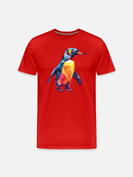 Pinguin Bunte Aquarell-Tierillustration - Männer Premium Bio T-Shirt - Rot