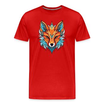 Gelehrter Fuchs Buntes Aquarell Tier Haustier Karikatur - Männer Premium Bio T-Shirt - Rot - Vorne - Damien (186cm)