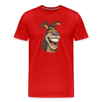 Donkey Cartoon Kawaii Aquarelle Illustration - T-shirt bio Premium Homme - rouge - Devant - Damien (186cm)