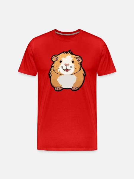 Marsvin Tecknad Kawaii Akvarell Illustration - Organic T-shirt Ekologisk premium-T-shirt herr - röd