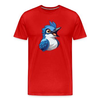 Blue Jay Cartoon Kawaii Aquarelle Illustration - T-shirt bio Premium Homme - rouge - Devant - Damien (186cm)