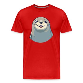 Illustration aquarelle Kawaii Cartoon Cartoon - T-shirt bio Premium Homme - rouge - Devant - Damien (186cm)