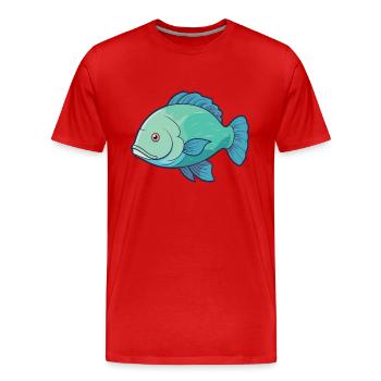 Napoleon Wrasse Cartoon Kawaii Illustration - Men's Premium Organic T-Shirt - red - Front - Damien (186cm)