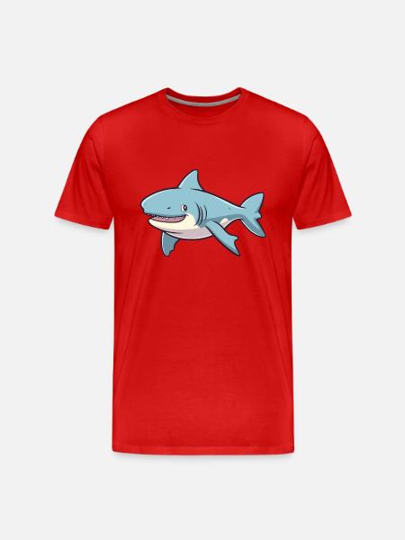 Sixgill Shark Tecknad Kawaii färgglad illustration - Organic T-shirt Ekologisk premium-T-shirt herr - röd
