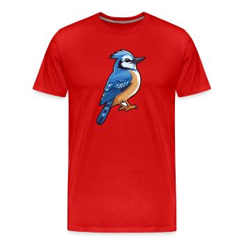 Blue Jay Cartoon Kawaii Aquarelle Illustration - T-shirt bio Premium Homme - rouge - Devant - Damien (186cm)