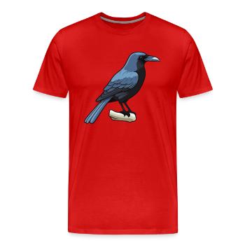 Crow Cartoon Kawaii Aquarelle Illustration - T-shirt bio Premium Homme - rouge - Devant - Damien (186cm)
