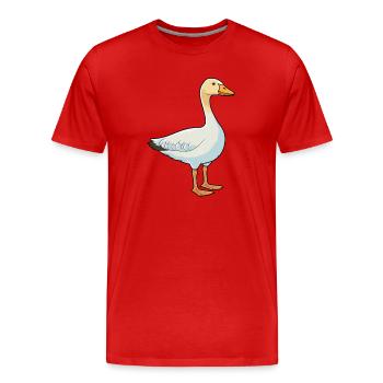 Goose Cartoon Kawaii Watercolor Illustration - Men's Premium Organic T-Shirt - red - Front - Damien (186cm)
