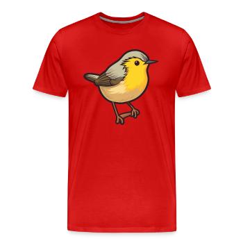 Paruline Cartoon Kawaii Aquarelle Illustration - T-shirt bio Premium Homme - rouge - Devant - Damien (186cm)