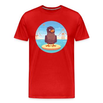 Cuckoo Cartoon Yoga Beach Summer Illustration - Men's Premium Organic T-Shirt - red - Front - Damien (186cm)