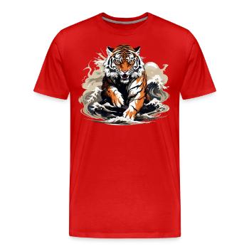 Bengal Tiger Japanese Great Wave Kanagawa - Men's Premium Organic T-Shirt - red - Front - Damien (186cm)