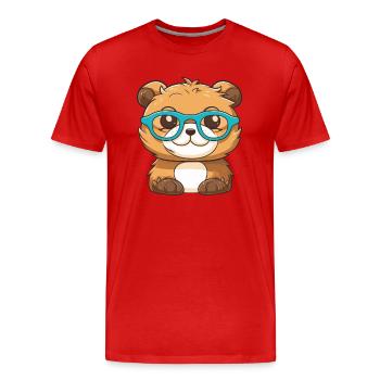 Loutre portant des lunettes Cartoon Kawaii Illustration - T-shirt bio Premium Homme - rouge - Devant - Damien (186cm)