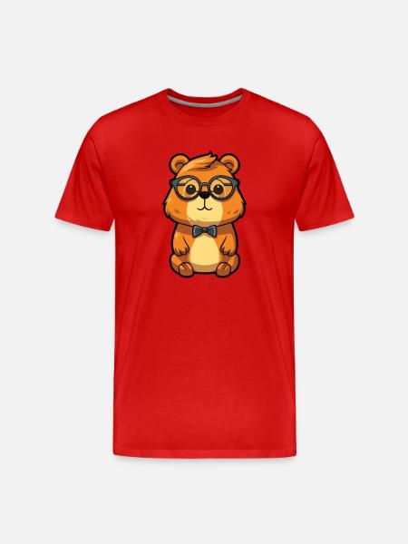 bæver iført briller tegneserie kawaii illustration - Herre Premium T-shirt økologisk - rød