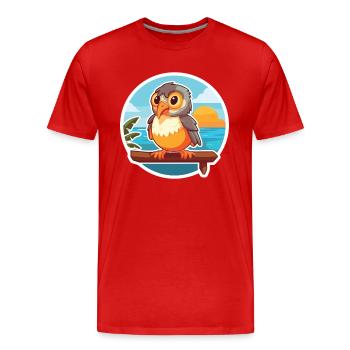 Kuckuck lustige Karikatur Kawaii Strand Illustration - Männer Premium Bio T-Shirt - Rot - Vorne - Damien (186cm)