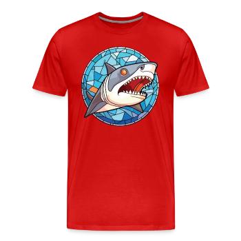 Hai buntes Aquarell Tier Haustier Illustration - Männer Premium Bio T-Shirt - Rot - Vorne - Damien (186cm)