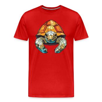 Schildkröte buntes Aquarell Tier Illustration - Männer Premium Bio T-Shirt - Rot - Vorne - Damien (186cm)