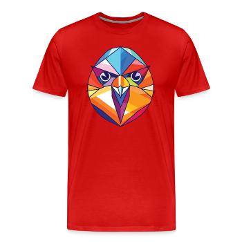 Tit Bird Colorful Watercolor Animal Illustration - Men's Premium Organic T-Shirt - red - Front - Damien (186cm)