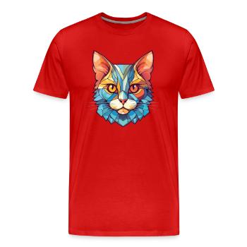 Bambino Katze Rasse Bunte Aquarell Illustration - Männer Premium Bio T-Shirt - Rot - Vorne - Damien (186cm)