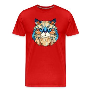 Chat de l’Himalaya aquarelle colorée Illustration pour animaux de compagnie - T-shirt bio Premium Homme - rouge - Devant - Damien (186cm)