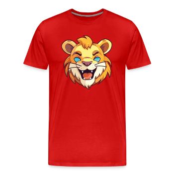 Liger Hybrid Lion Tiger Cat Cartoon Watercolor Art - Men's Premium Organic T-Shirt - red - Front - Damien (186cm)
