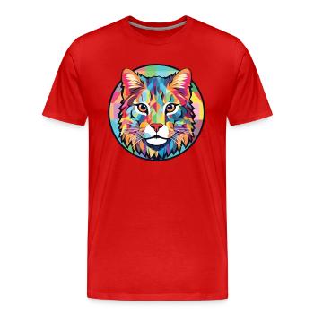 Australian Spotted Mist Cat Colorful Watercolor - Men's Premium Organic T-Shirt - red - Front - Damien (186cm)