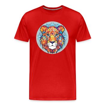 Liger Hybrid Löwe Tiger Katze Buntes Aquarell - Männer Premium Bio T-Shirt - Rot - Vorne - Damien (186cm)