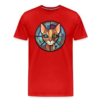 Havanna-braune Katze bunte Aquarell-Illustration - Männer Premium Bio T-Shirt - Rot - Vorne - Damien (186cm)