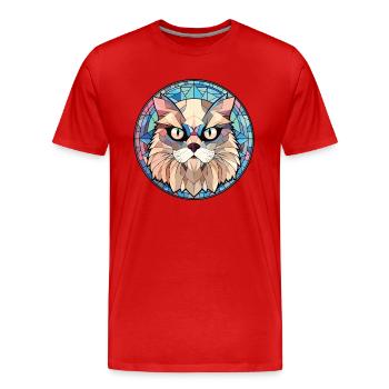 Chat de l’Himalaya aquarelle colorée Illustration pour animaux de compagnie - T-shirt bio Premium Homme - rouge - Devant - Damien (186cm)