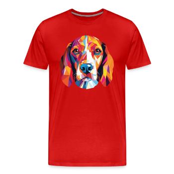 Beagle Harrier Scent Hound Dog Breed Watercolor - Men's Premium Organic T-Shirt - red - Front - Damien (186cm)