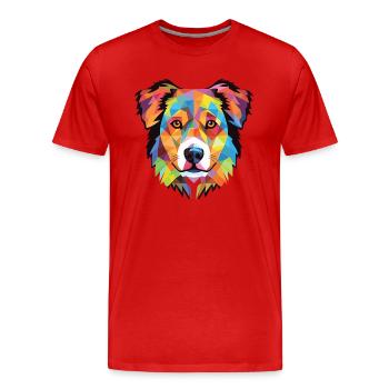 Carpathian Shepherd Dog Breed Colorful Watercolor - Men's Premium Organic T-Shirt - red - Front - Damien (186cm)
