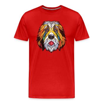 Illustration à l’aquarelle de race de chien de berger catalan - T-shirt bio Premium Homme - rouge - Devant - Damien (186cm)