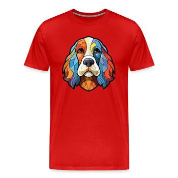 Briquet Griffon Vendéen race chien aquarelle verre - T-shirt bio Premium Homme - rouge - Devant - Damien (186cm)