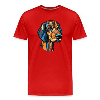 Braque Saint Germain chien race aquarelle colorée - T-shirt bio Premium Homme - rouge - Devant - Damien (186cm)
