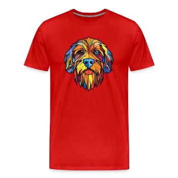Briquet Griffon Vendéen race chien aquarelle verre - T-shirt bio Premium Homme - rouge - Devant - Damien (186cm)