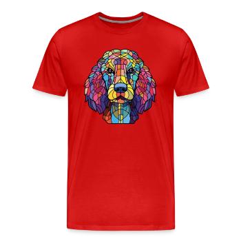 Corded Poodle Dog Breed Watercolor Illustration - Men's Premium Organic T-Shirt - red - Front - Damien (186cm)