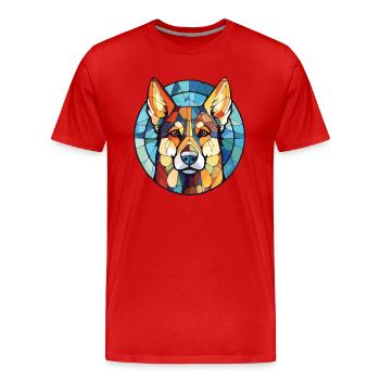 Sibérie orientale Laika chien race aquarelle colorée - T-shirt bio Premium Homme - rouge - Devant - Damien (186cm)