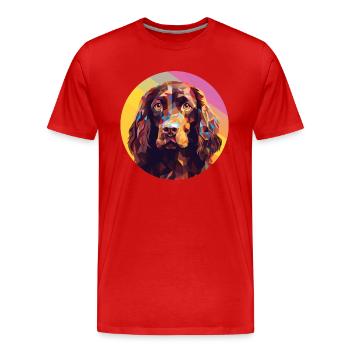 Boykin Spaniel chien race aquarelle Illustration - T-shirt bio Premium Homme - rouge - Devant - Damien (186cm)