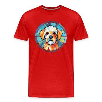 Französischer dreifarbiger Hundehund Rasse Aquarellglas - Männer Premium Bio T-Shirt - Rot - Vorne - Damien (186cm)