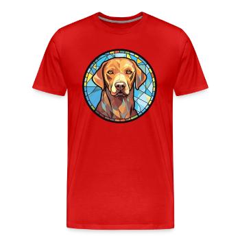 Chesapeake Bay Retriever Dog Breed Watercolor - Men's Premium Organic T-Shirt - red - Front - Damien (186cm)