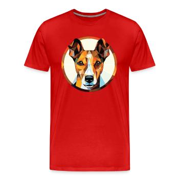 Glatte Foxterrier-Hunderasse buntes Aquarell - Männer Premium Bio T-Shirt - Rot - Vorne - Damien (186cm)