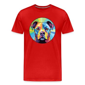 Staffordshire Bullterrier Hunderasse Aquarell - Männer Premium Bio T-Shirt - Rot - Vorne - Damien (186cm)
