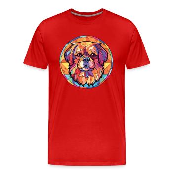 Tibetische Spaniel-Hunderasse Aquarell-Illustration - Männer Premium Bio T-Shirt - Rot - Vorne - Damien (186cm)